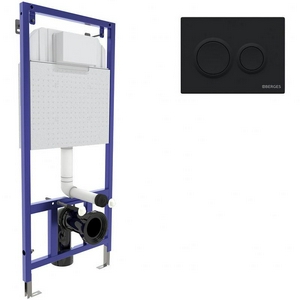 Инсталляция для подвесного унитаза, двойной смыв, 3/6 л., кнопка O5 в компл. , цв.черный матовый, ZZ Berges Novum 040265