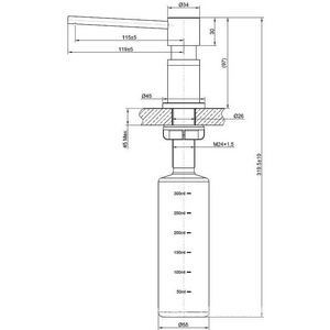 Дозатор для жидкого мыла или иного моющего средства, встраиваемый в столешницу в ванной или на кухне,цв.светлое черный, ZZ Lemark Expert LM8203BL