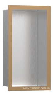 Короб настенный, встраив., с дизайнерской рамой, 300/150/100, (цв.корпус нерж.сталь, рама цв.шлиф.бронза),  Individual ZZ Hansgrohe XtraStoris 56094140
