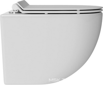 Унитаз подвесной 480х360мм, безободковый, смыв Tornado, сиденье с микролифтом, крепёж в компл., (цв.белый глянец),  Aqueduto Ovo OVOT0110