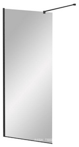 Душевая перегородка 1200хh1950мм, правая/левая, (стекло прозрачное 8мм, поперечный укорачиваемый кронштейн 1200мм, фурнит. цв.черный мат.),  ZZ Cezares Liberta LIBERTA-L-1-120-120-C-NERO