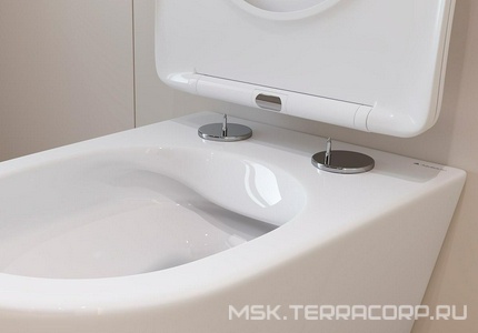 Унитаз подвесной 525х360мм, безободковый, сиденье с микролифтом, крепёж в компл., (цв.белый глянец),  Aqueduto Ovo OVO0110