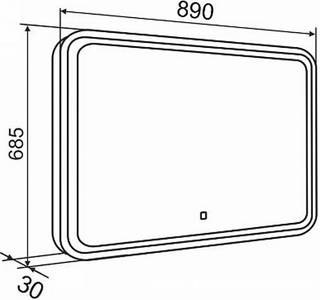 Зеркало 90*h70, LED подстветка, сенсорный выключатель Aqua de Marco MONACO Bal90/70