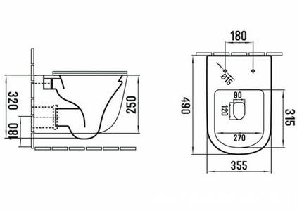 Унитаз подвесной, безободковый, 490x355x320мм, сиденье с микролифтом, (цв.черный матовый),  ZZ Vincea Evo VT1-34SMB