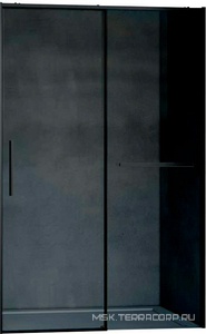 Дверь для душа, в нишу 1200хh2000мм, раздвижн, 1 дверь, 1 неподв.секция, правая/левая,(стек.тонирован 6мм Easy Clean,фурн.цв.черный мат),  ZZ Vincea Slim Soft VDS-1SS120CGB