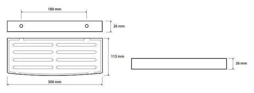 Полка-решетка (мыльница).300x115xh26мм, (цв.черный матовый),  ZZ Bemeta Dark 102308080