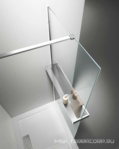 Душ.перегородка 900хh2000мм, (стекло прозрачное 8мм Easy Clean, поперечн. укорач.кронштейн 1200мм, фурнит.цв.хром),  ZZ Vincea Walk-In VSW-4HR900CL