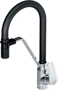 Смеситель для кухни  с каналом для питьевой воды и гибким изливом, цв.черный излив ZZ AMPM Like F8007802