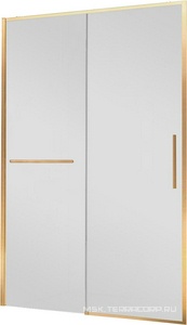 Дверь для душа, в нишу 1100хh2000мм, раздвижн, 1 дверь, 1 неподв.секция, правая/левая,(стекло прозрач 6мм Easy Clean,фурн.цв.браш.золото), ZZ Vincea Slim Soft VDS-1SS110CLG