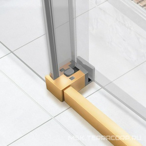 Дверь для душа, в нишу 1100хh2000мм, раздвижн, 1 дверь, 1 неподв.секция, правая/левая,(стекло прозрач 6мм Easy Clean,фурн.цв.браш.золото), ZZ Vincea Slim Soft VDS-1SS110CLG