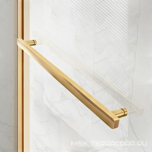 Дверь для душа, в нишу 1100хh2000мм, раздвижн, 1 дверь, 1 неподв.секция, правая/левая,(стекло прозрач 6мм Easy Clean,фурн.цв.браш.золото), ZZ Vincea Slim Soft VDS-1SS110CLG