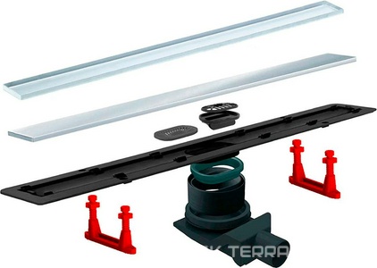 Дренажн.канал 450мм, готов.компл, сифон d50 вых.вбок,48л/мин, затвор(сухой/гидро), мин h монтаж 62мм, 2х стор.вставка цв.хром мат/стекло, CFL ZZ Pestan Confluo Frameless Line 13701229