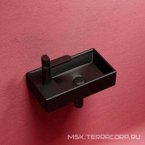 Раковина  41х22 см,отверстия под смеситель слева, БЕЗ донного клапана, цв. черный матовый ZZ Ceramica Nova Element CN6051RMB