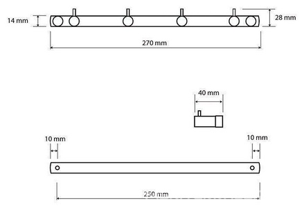 Крючок (планка с 6 крючками),  (цв. сталь шлифованная),  ZZ Bemeta Neo 104606115