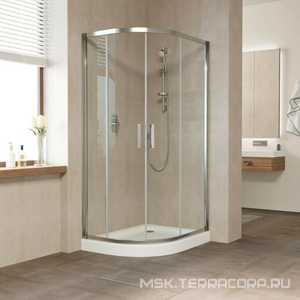 Душевое ограждение  100*90*190 см, полукруглое, ассиметричное, глянцевый хром, стекло прозрачное, ZZ Vegas Glass ZS-F ZS-F TUR NOVO 100*90 08 01