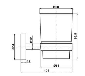 Стакан настенный, (цв.хром / стекло мат.),  ZZ Swedbe Attribut 9813
