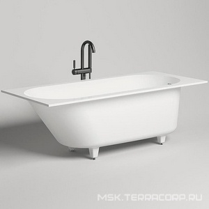 Ванна 1700х750хh600мм, встраив., литой камень S-Stone матов цв.белый, д/к Up&Down в цвет ванны, интегрир.слив-перелив, ножки компл,  ZZ Salini Ornella Kit 102421M