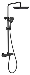 Смеситель-термостат для ванны(душа), со стационарным верхн.душем 25х25см., душевая лейка, шланг в компл., (цв.черный матовый),  ZZ Vincea Next VSFS-1N0TMB