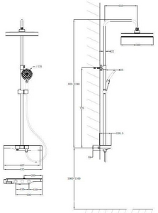 Смеситель-термостат для душа, со стационарным верхн.душем 30см., душевая лейка, шланг в компл., (цв.хром),  ZZ Vincea Inspire VSFS-3I12TCH