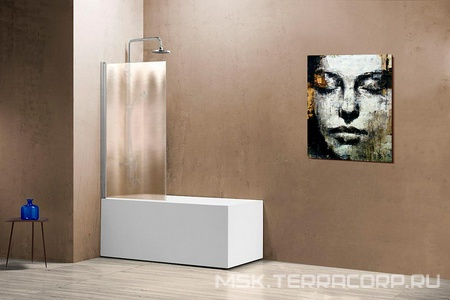 Душевая шторка на ванну, распашная, правая/левая, 800хh1400мм, (профиль цв.хром, стекло шиншилла 5мм), Vincea ZZ Vincea Универсал VSB-11800CH