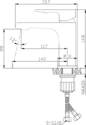 Смеситель для раковины, без донного клапана, цв.хром ESKO Doha DH26
