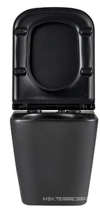 Подвесной унитаз c крышкой-сиденьем микролифт, смыв торнадо, безободковый, цв.черный ZZ Lemark Florex 9612002