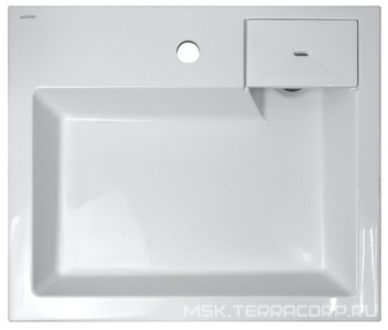 Раковина подвесная  600х500х100, для установки над стиральной машиной, литьевой мрамор, сифон и кронштейн в компл., цв. белый, ZZ Azario Etna CS00078303