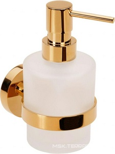 Дозатор для жидкого мыла, настенный, (цв.золото глянец./стекло мат.),  ZZ Bemeta Brilo 161109102