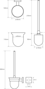 Ерш настенный, щетка белая, (цв. хром),  ZZ Bemeta Beta 132113012
