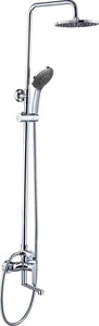 Душевая стойка для ванны и душа  Gun Metal поворотный излив, ручной+верхний душ, шланг, цв. хром ESKO Lagos ST205LG