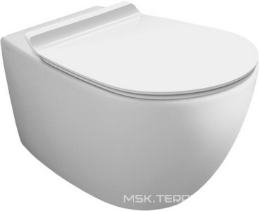 Унитаз подвесной безободковый Rimless, 56х36,5cм, без сиденья, БЕЗ крепежа, (цв.белый матовый),  ZZ Simas Vignoni VI18bi matt