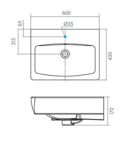 Раковина Нео 60, арт 1WH302186, 60x17x44, цв. белый Aquaton Скай 1WH302186