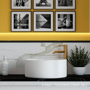 Раковина накладная на столешницу, круглая, 400x400хh165мм, без отв.д/смесит., без перелива, (цв.белый матовый),  Aqueduto Espiral ESP0120