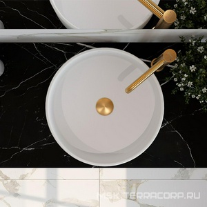 Раковина накладная на столешницу, круглая, 400x400хh165мм, без отв.д/смесит., без перелива, (цв.белый матовый),  Aqueduto Espiral ESP0120