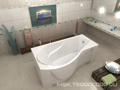 Ванна акриловая  170х80 см, левая (БЕЗ каркаса n039643 и сифона 19649) Bas Капри В 00015