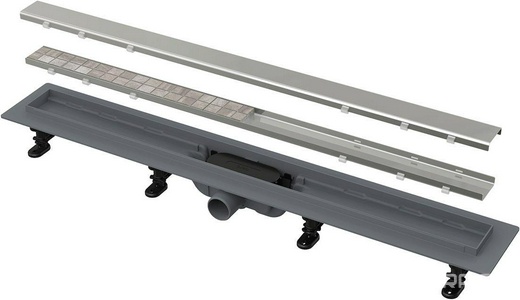 Водоотводящий желоб 650 мм, с двухсторонней решеткой под плитку, комбинированный гидрозатвор ZZ AlcaPlast Simple APZ19-650