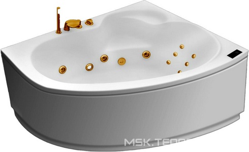 Ванна 170х110см, L левая, c г/м, мас.ног 4 форс., хромотерап, на раме, сифон в компл, фурн.цв.GOLD, без панели,  ZZ GNT Sense SENSE 170x110 L (левая) BASIC,г/м,мас.ног 4ф.слив,GOLD,рама