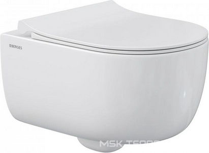 Подвесной унитаз c крышкой-сиденьем микролифт, безободковый, цв.белый KL Berges Ego 082111
