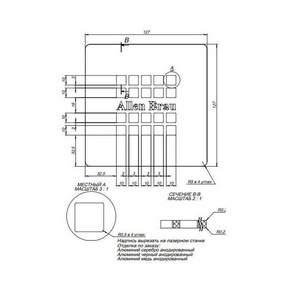 Накладка сливного отвесртия для поддона, 127х127мм, (цв.черный браш),  ZZ Allen Brau Priority 8.310N1-BBA