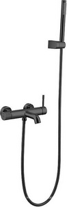Смеситель для ванны Boheme Uno 463-SGM shine gun metall, душеввой гарнитур в комплекте, цв. черный глян. ZZ Boheme UNO 463-SGM