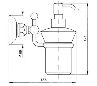 Дозатор настенный (цв.Ottone Grezzo латунь матов./керамика антик),  ZZ Nicolazzi Teide 1489A OG 05