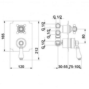 Смеситель для душа, встраиваемый в стену, на 4 потребителя, (цв.бронза),  ZZ Migliore Ermitage 18617