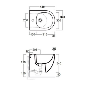 Биде подвесное, 48х37см, БЕЗ крепежа, (цв.белый), XS  ZZ Simas Vignoni VI29
