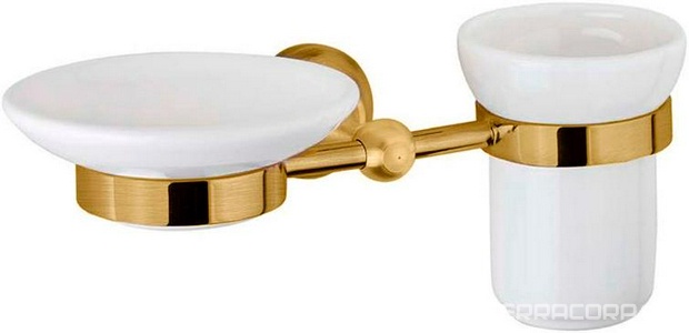 Стакан и мыльница настенные керамические, (цв.золото),  ZZ Cezares Aphrodite APHRODITE-STTS-03/24