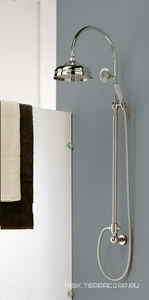 Смес. д/д, встр. в стену. с перекл., со стацион. верх и ручн/душем + шланг, (maniglia PL / рукоятка с пластик. встав бел цвета), (цв.зол) ZZ 3M Piccadilly 2117 DD + maniglia PL  DD