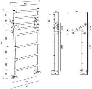 Полотенцесушитель с откидной обогрев. полкой Art.483/8/500CR 500х900/1135мм (ГВС), Margaroli ZZ Margaroli Sereno 483/8/500CR
