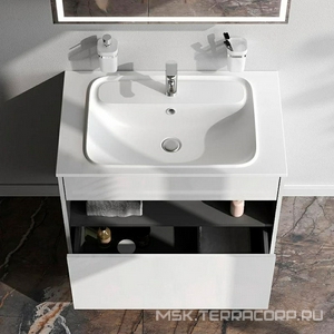 Раковина мебельная для тумбы 80 см, искуств. мрамор, цв.белый матовый KL AMPM FUNC M8FWPC0800WM