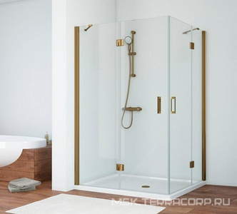 Душевое ограждение  100x120x190 см, левое, угловое прямоугольное, двери распашные, профиль бронза, стекло прозрачное ZZ Vegas Glass AFA-F AFA-F 120*100 05 01 лев.