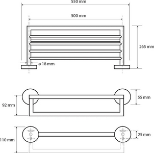 Полка для полотенец 500(550)x265мм, (цв. белый матовый),  ZZ Bemeta White 104219074