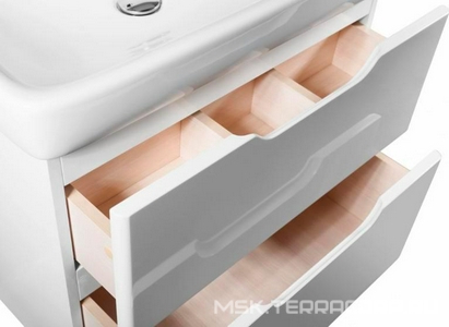 Тумба подвесная  60см., 2 ящика, БЕЗ раковины, цв.белый ZZ Dreja Q 99.0001